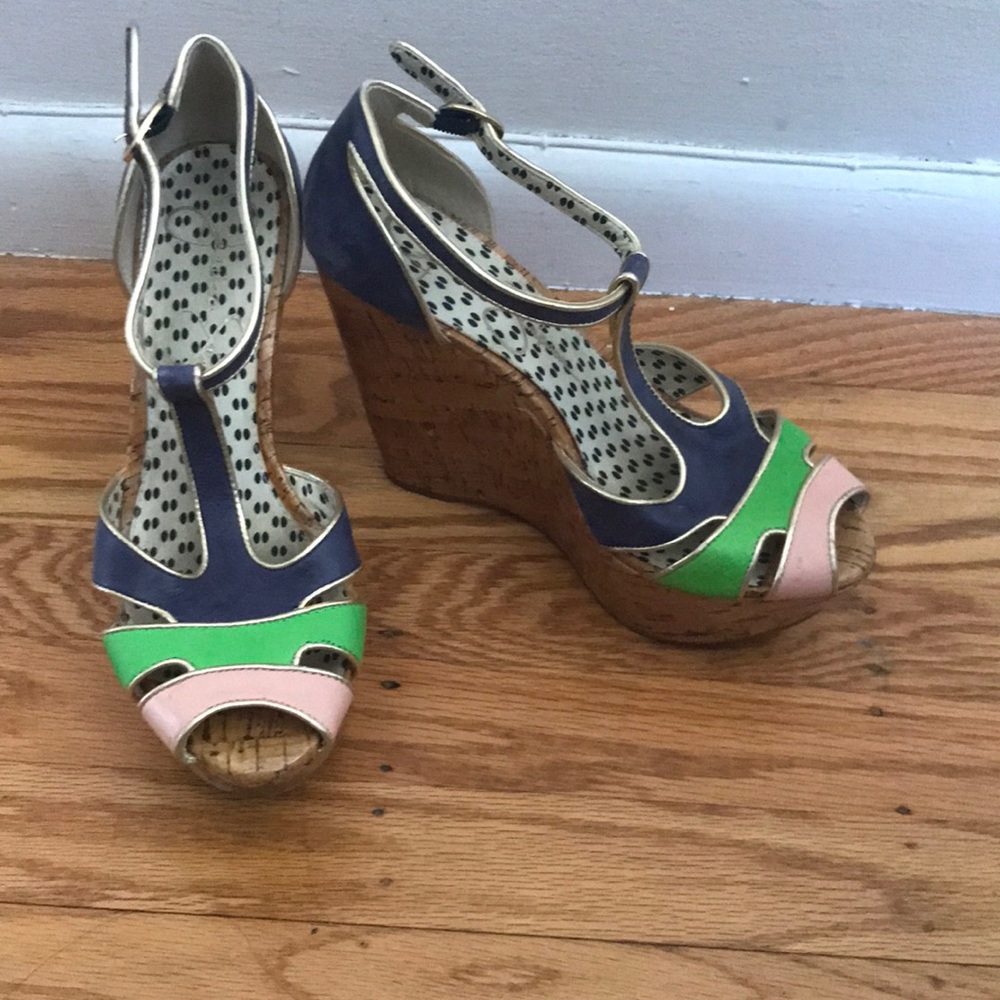 Jessica Simpson Wedges Pink Green Blue